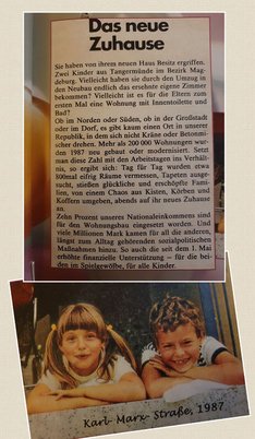 Das Foto zeigt mich ein Jahr nach meiner Einschulung mit meinem Klassenkameraden. Eine Redakteurin der "Neuen Berliner Illustrierten" (NBI) kam vorbei und fotografierte uns. Der Artikel wurde mit diesem Foto in einer Ausgabe im Sommer 1987 veröffentlicht. 